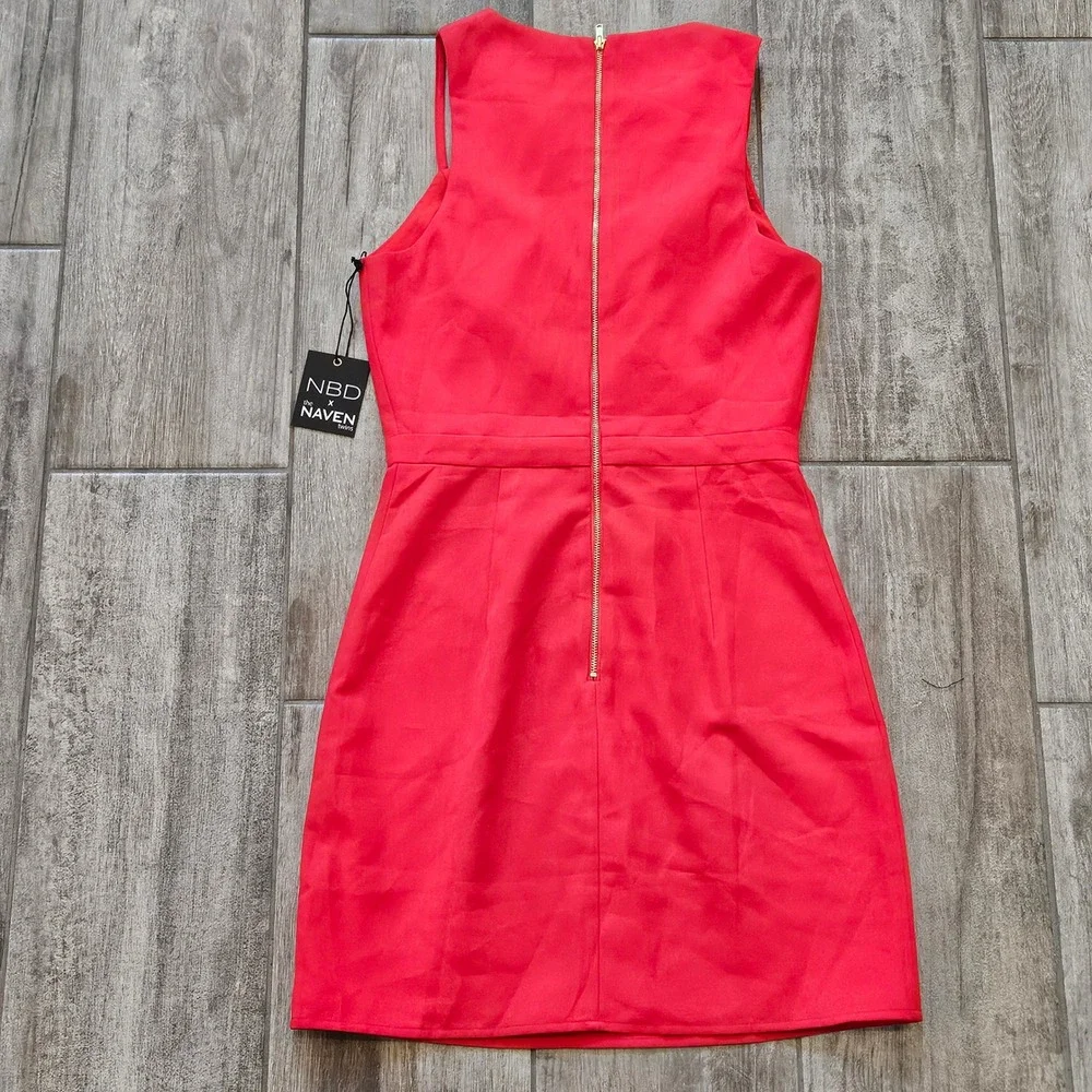 NBD x Naven Twins Dress Size XS Red NEW Asymmetrical Cutout Mini Sleeveless